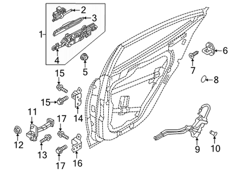 2022 Hyundai Ioniq 5 Lock & Hardware HANDLE ASSY-REAR DOOR OUTSIDE Diagram for 83650-GI000