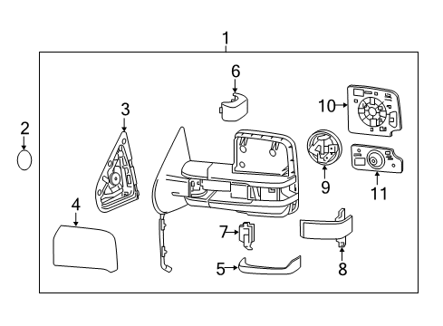 2016 GMC Sierra 3500 HD Mirrors Mirror Assembly Gasket Diagram for 23444129
