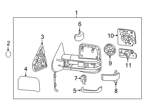 2016 GMC Sierra 3500 HD Mirrors Mirror Glass Diagram for 23444109