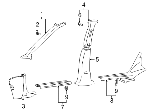 2006 Kia Optima Interior Trim - Pillars, Rocker & Floor Trim-Front Pillar, LH Diagram for 8581038210GJ