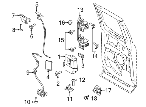 2021 Ford F-250 Super Duty Front Door Handle Diagram for FL3Z-1822601-AE
