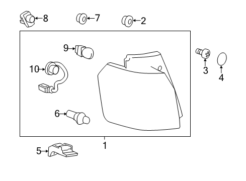 2011 GMC Terrain Bulbs Tail Lamp Assembly Diagram for 23389933