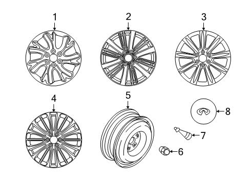2016 Infiniti QX80 Wheels, Covers & Trim Wheel Set Diagram for D0C00-5ZA3A