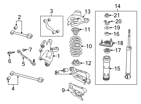 2016 Lexus GS450h Rear Suspension Components, Lower Control Arm, Upper Control Arm, Ride Control, Stabilizer Bar Spring, Coil, RR Diagram for 48231-30F31