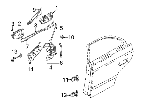 2001 Hyundai Accent Door & Components Checker Assembly-Rear Door, RH Diagram for 79490-25000