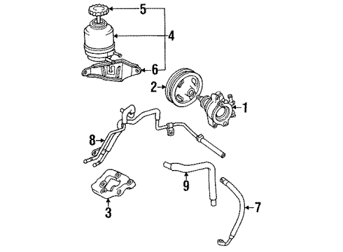 1990 Lexus ES250 P/S Pump & Hoses, Steering Gear & Linkage, Speed Sensitive Steering Reservoir Assy, Vane Pump Oil Diagram for 44360-32080