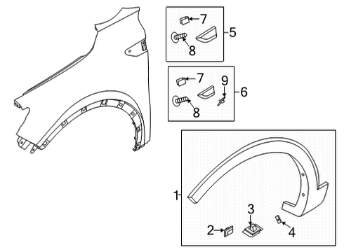 2022 Kia Sorento Exterior Trim - Fender Clip-W/LINE MOULDING Diagram for 87715G9000