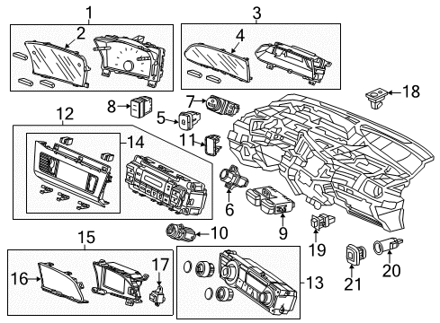 2013 Honda Civic Cluster & Switches, Instrument Panel Meter Assembly, Combination Diagram for 78200-TR2-A02