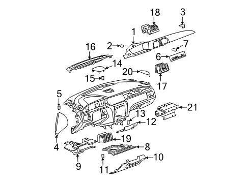 2005 Buick LaCrosse Cluster & Switches, Instrument Panel Lock Cylinder Diagram for 15822414