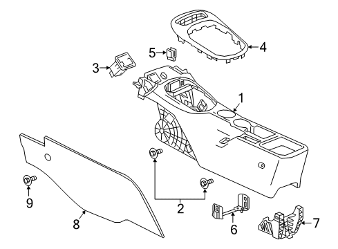 2016 Chevrolet Cruze Center Console Console Assembly Diagram for 84139042