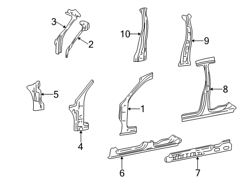 2002 Ford Taurus Center Pillar, Hinge Pillar, Rocker Panel Rocker Panel Diagram for YF1Z-5410128-AA