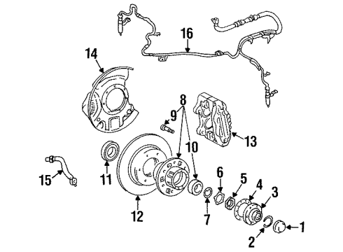 1997 Lexus LX450 Anti-Lock Brakes Flange, Front Axle Outer Shaft Diagram for 43421-60040