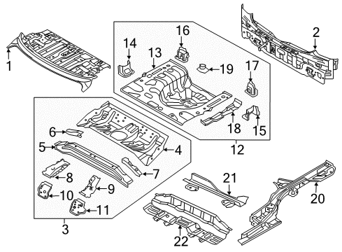 2014 Kia Forte Koup Rear Body Panel, Floor & Rails Panel Assembly-Rear Floor Front Diagram for 65510A7200