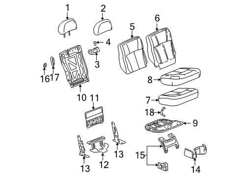 2004 Chevrolet Trailblazer Rear Seat Components Pad Asm, Rear Seat Cushion Diagram for 88937900