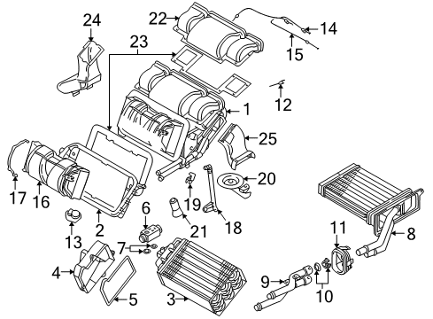 2003 BMW Z8 A/C Evaporator & Heater Components Tension Strap Diagram for 64111370636