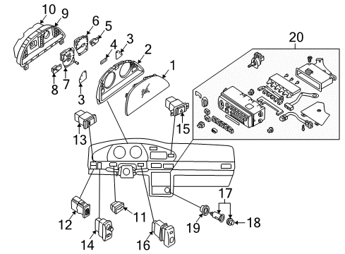 1999 Nissan Altima Switches Meter Assy-Fuel Diagram for 24830-9E000