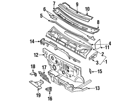 1990 Nissan Axxess Cowl INSULATOR-Dash Upper, Side R Diagram for 67812-30R00