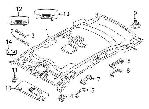 2021 BMW X3 Interior Trim - Roof Interior Reading Light Led Rear Centre Diagram for 63316848614