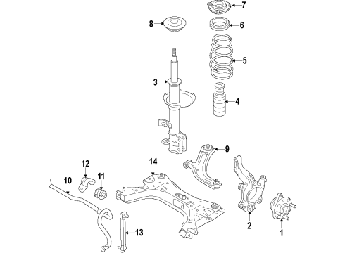 Diagram for 2008 Nissan Versa Front Suspension Components, Lower Control Arm, Stabilizer Bar 