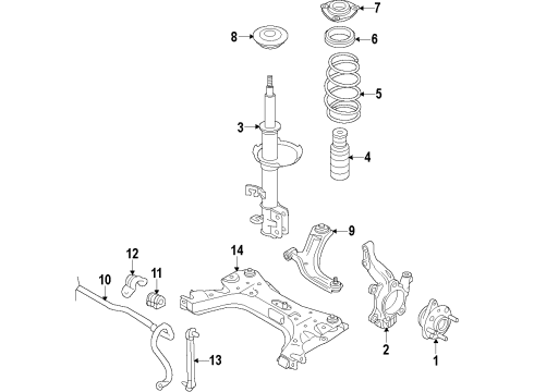 2008 Nissan Versa Front Suspension Components, Lower Control Arm, Stabilizer Bar Spring-Front Diagram for 54010-ZN90A