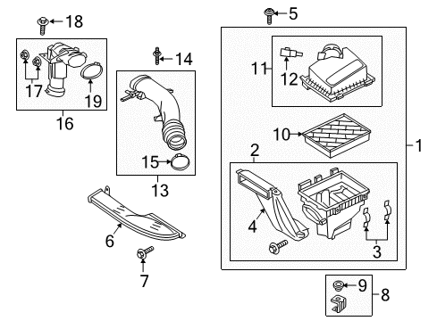 2017 Ford Fusion Air Intake Upper Cover Diagram for HS7Z-9661-C