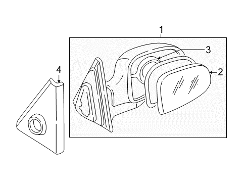 2004 Hyundai Santa Fe Mirrors Mirror & Holder-Outside Rear, RH Diagram for 87621-26400