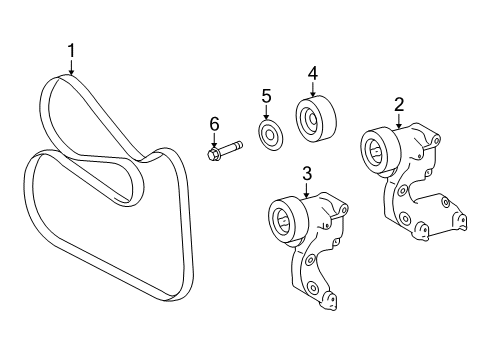 2012 Lexus IS250 Belts & Pulleys Serpentine Idler Pulley Diagram for 16604-31010