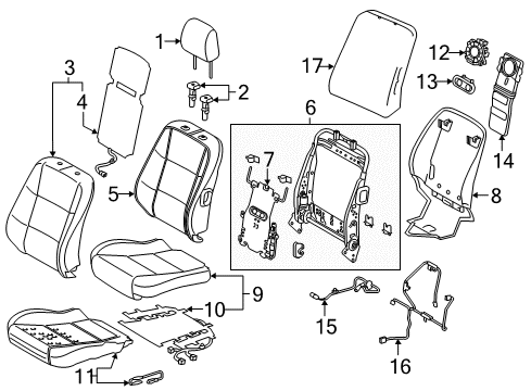 2017 Lexus ES350 Passenger Seat Components Pad, Front Seat Cushion Diagram for 71511-06820