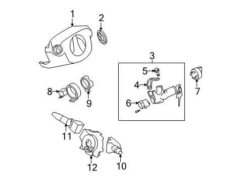 2012 Nissan Versa Ignition Lock Lock Set-Steering Diagram for D8700-1HL0A