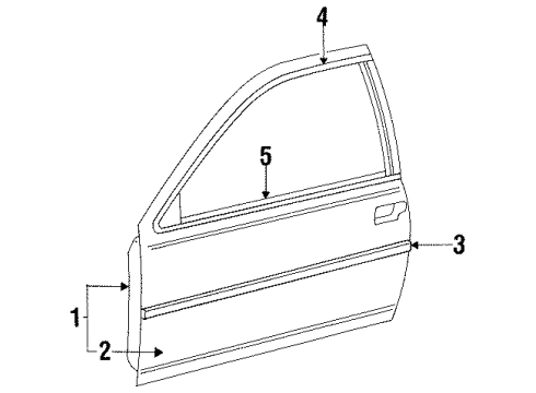 1989 Mercury Cougar Door & Components, Exterior Trim Body Side Molding Diagram for 1W6Z6120938BPTM