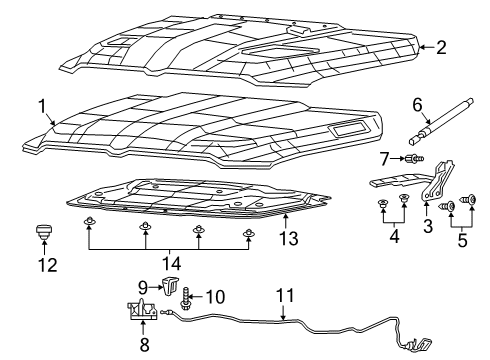 2019 Ram 1500 Hood & Components Hood Latch Diagram for 68311130AB