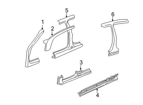 2004 Hyundai Elantra Center Pillar, Hinge Pillar, Rocker Panel Panel Assembly-Side Sill Inner, RH Diagram for 65181-2D000