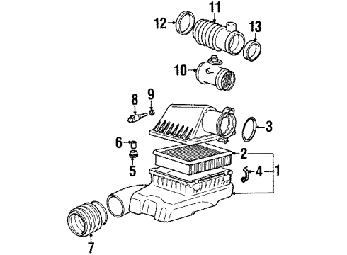 1996 BMW 840Ci Filters Intake Silencer Diagram for 13711702194
