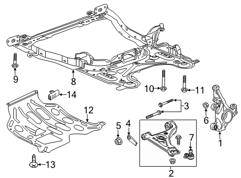 2017 Buick Encore Front Suspension Components, Lower Control Arm, Stabilizer Bar Lower Control Arm Diagram for 95328050