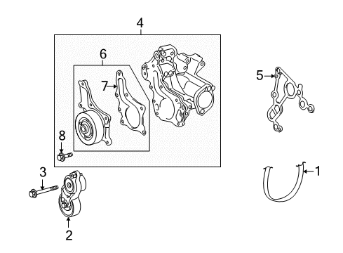 2013 Toyota Highlander Belts & Pulleys Tensioner Assy, V-Ribbed Belt Diagram for 16620-31080