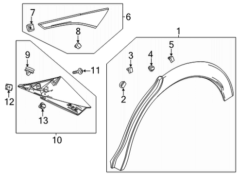 2021 Buick Encore GX Exterior Trim - Quarter Panel Wheel Opening Molding Diagram for 42755499