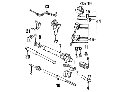 1992 Lexus LS400 Steering Column & Wheel, Steering Gear & Linkage Damper Assy, Steering Diagram for 45700-50011