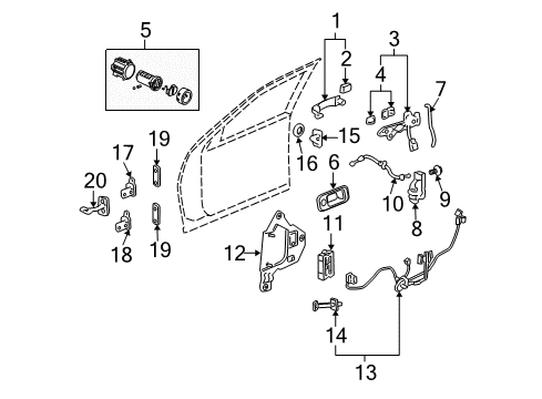 2008 Cadillac STS Front Door - Lock & Hardware Handle, Outside Diagram for 20806420