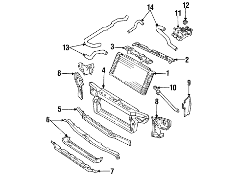 1993 Cadillac Allante Radiator & Components Engine Coolant Recovery Hose Diagram for 3539600