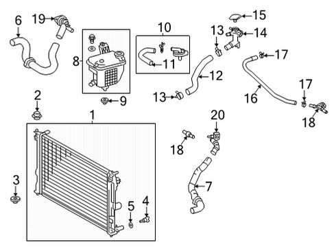 2021 Lexus UX200 Radiator & Components Clip, Hose Diagram for 90466-28001