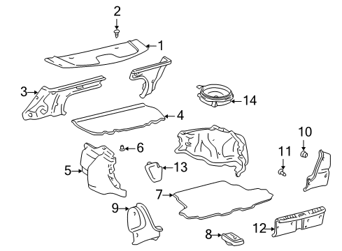 2001 Toyota Corolla Interior Trim - Rear Body Package Tray Trim Clip Diagram for 90904-67023-C0