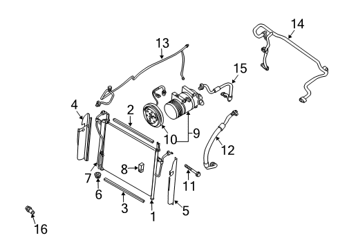 2009 Infiniti QX56 A/C Condenser, Compressor & Lines Fan And Motor Assembly CONDENSOR Diagram for 92120-9GA0A