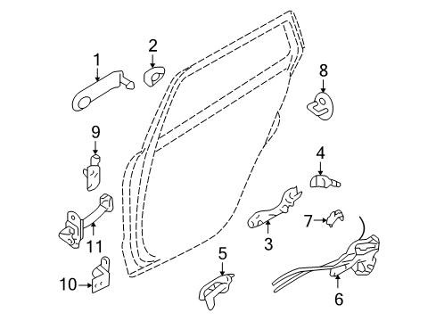 2012 Hyundai Santa Fe Rear Door Adapter-Rear Door Latch, RH Diagram for 83496-0W000