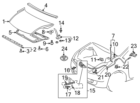 2005 Toyota Prius Hood & Components, Exterior Trim Insulator Diagram for 53341-47010