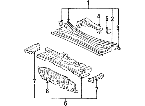 1995 Honda Prelude Cowl Dashboard (Upper) Diagram for 61100-SS0-A80ZZ