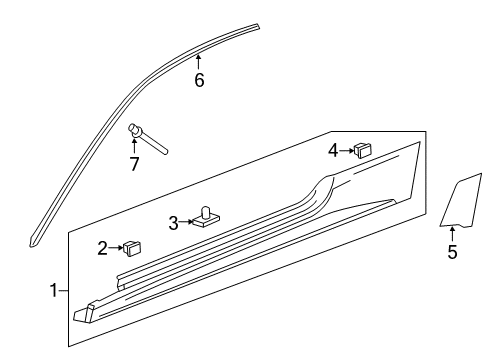 2013 Cadillac CTS Exterior Trim - Pillars, Rocker & Floor Rocker Molding Diagram for 25946499