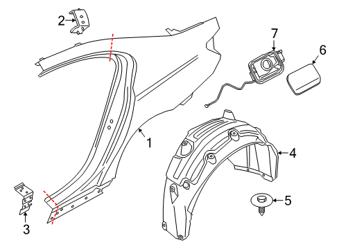 2020 BMW M5 Quarter Panel & Components Cover, Wheel Housing, Rear Left Diagram for 51717351455