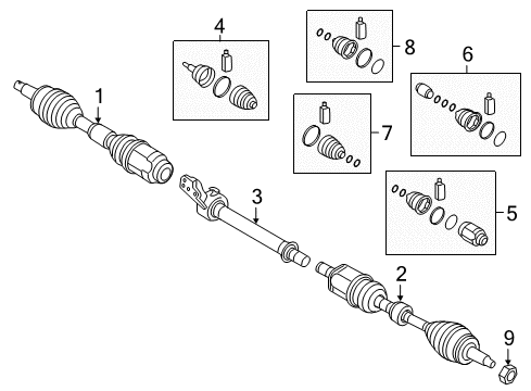 2016 Hyundai Sonata Drive Axles - Front Bearing Bracket & Shaft Assembly Diagram for 49560-C2450