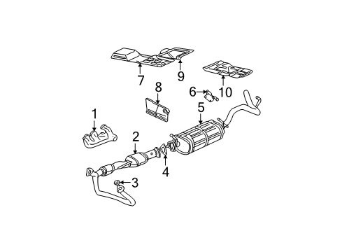 2002 GMC Safari Exhaust Manifold Exhaust Muffler Assembly (W/ Exhaust Pipe & Tail Pipe) Diagram for 15756876