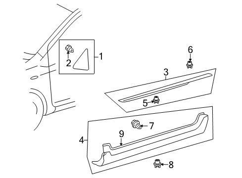 2008 Toyota Yaris Exterior Trim - Pillars, Rocker & Floor Corner Cover Diagram for 60117-52030